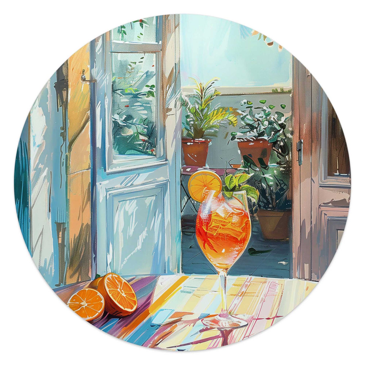 Reinders - Aperol in de zon - Glasschilderij Ø 50 cm - Bont