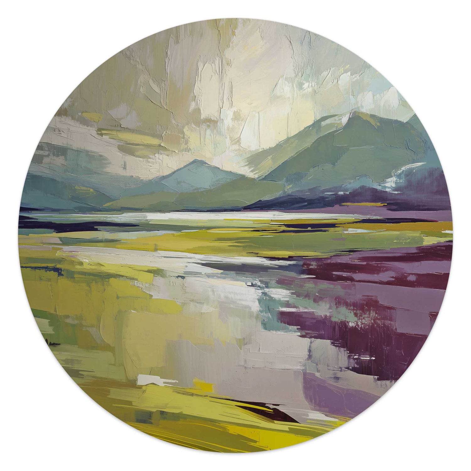 Reinders - Geschilderd landschap - Glasschilderij Ø 50 cm - Groen