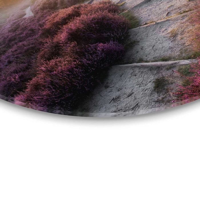 Reinders - Wandelpad langs de heide - Glasschilderij Ø 50 cm - Paars