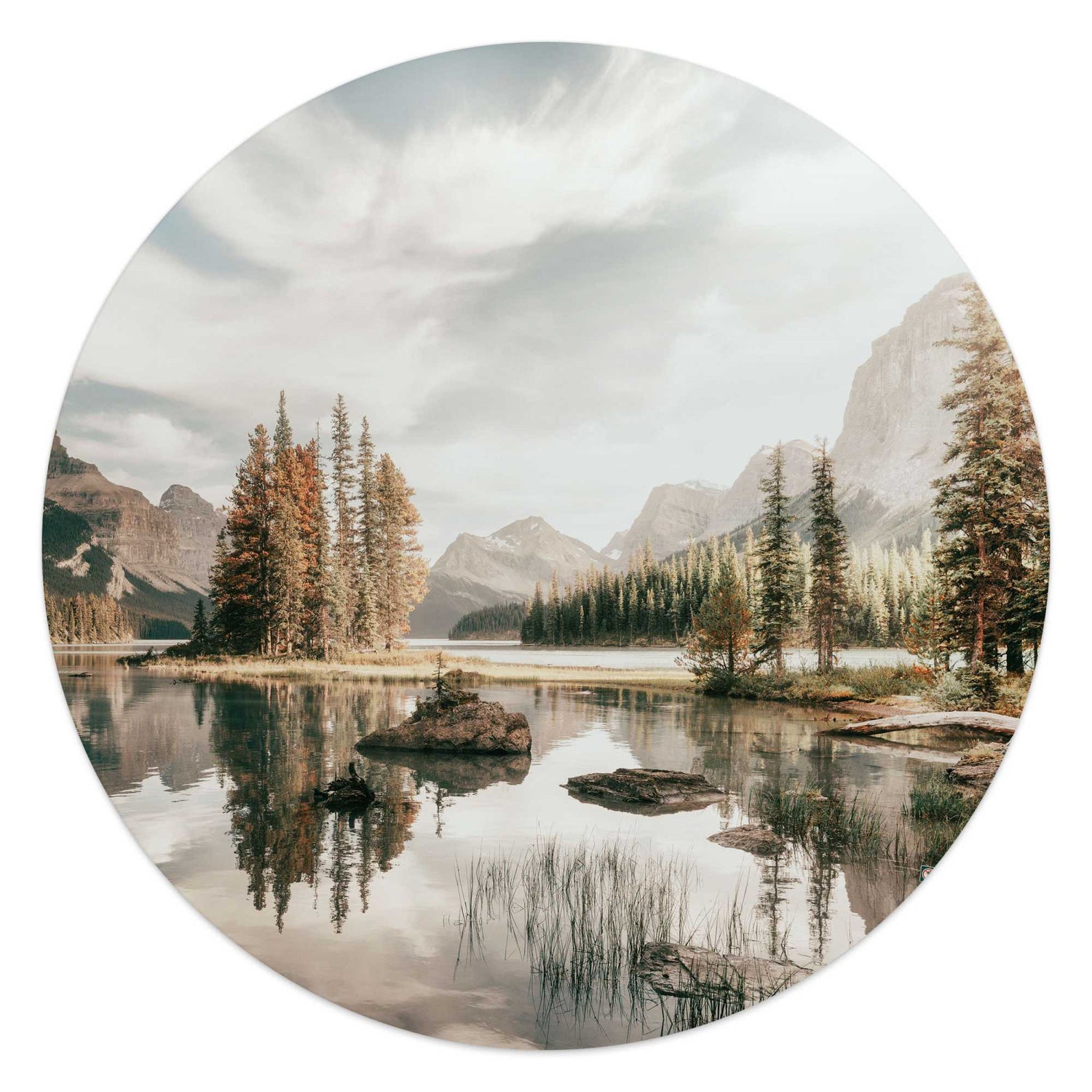 Reinders - Landschap in de bergen - Glasschilderij Ø 50 cm - Groen