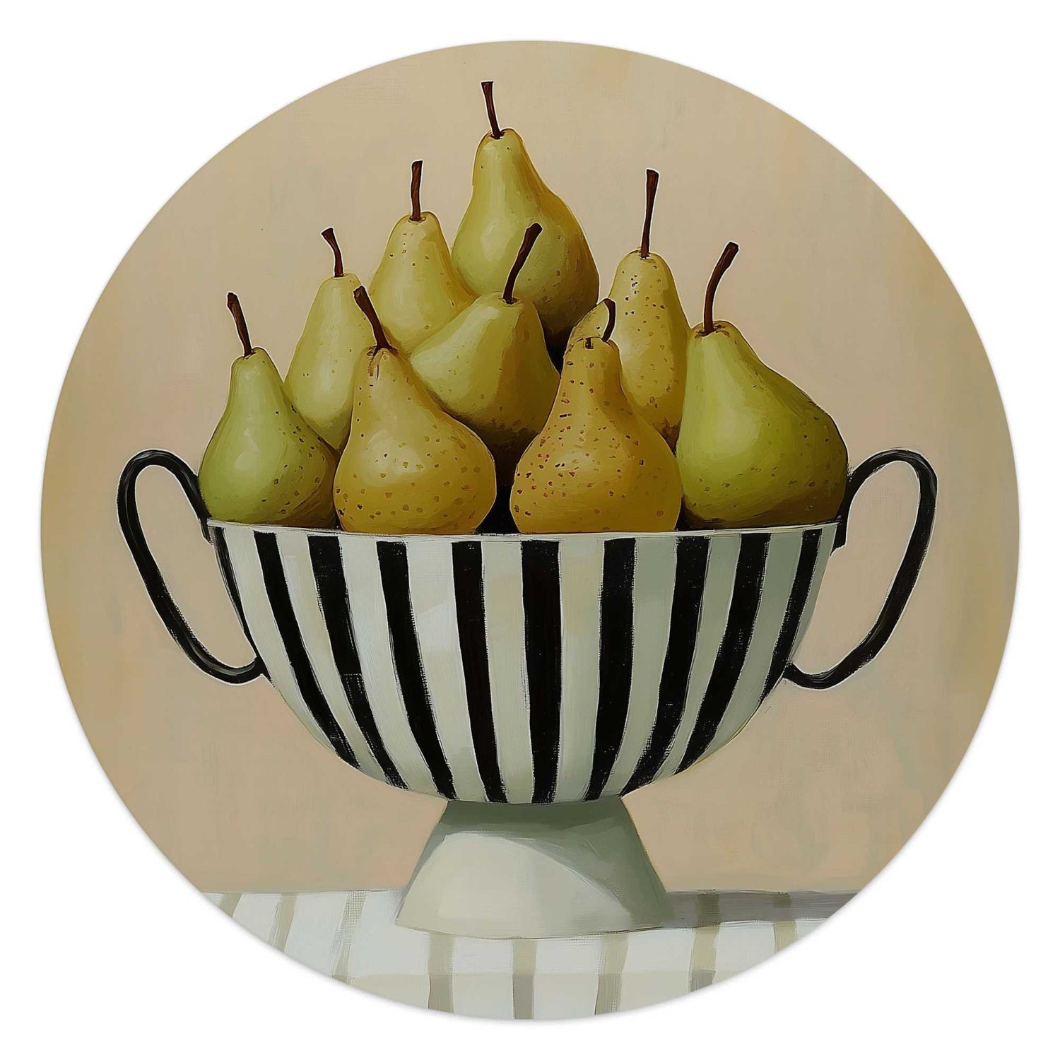 Reinders - Schaal met peren - Glasschilderij Ø 50 cm - Groen