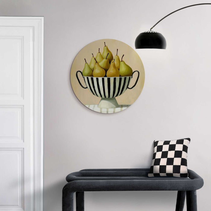 Reinders - Schaal met peren - Glasschilderij Ø 50 cm - Groen