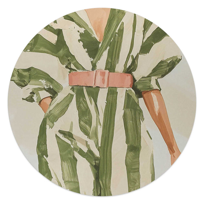 Reinders - Groen gestreepte outfit - Glasschilderij Ø 50 cm - Groen