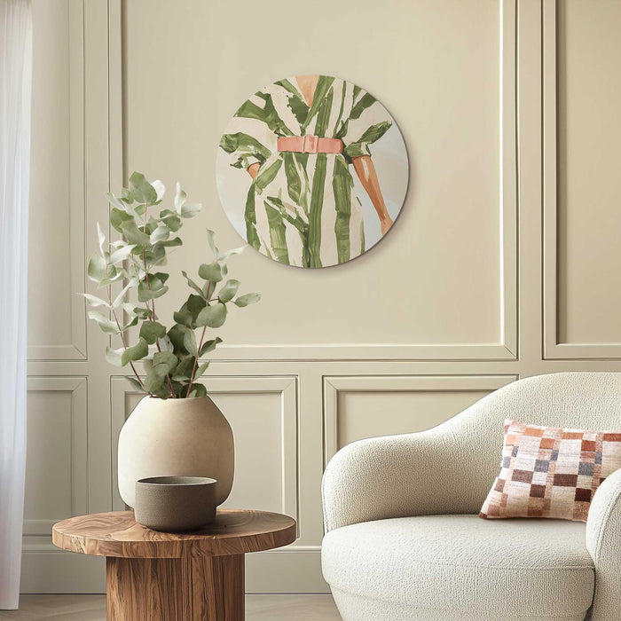 Reinders - Groen gestreepte outfit - Glasschilderij Ø 50 cm - Groen