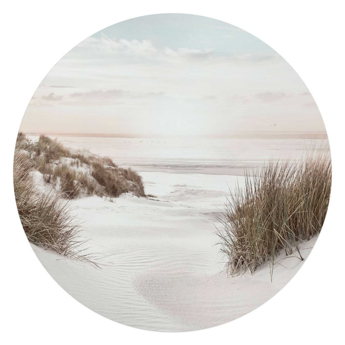 Reinders - Horizon aan het strand - Glasschilderij Ø 70 cm - Beige