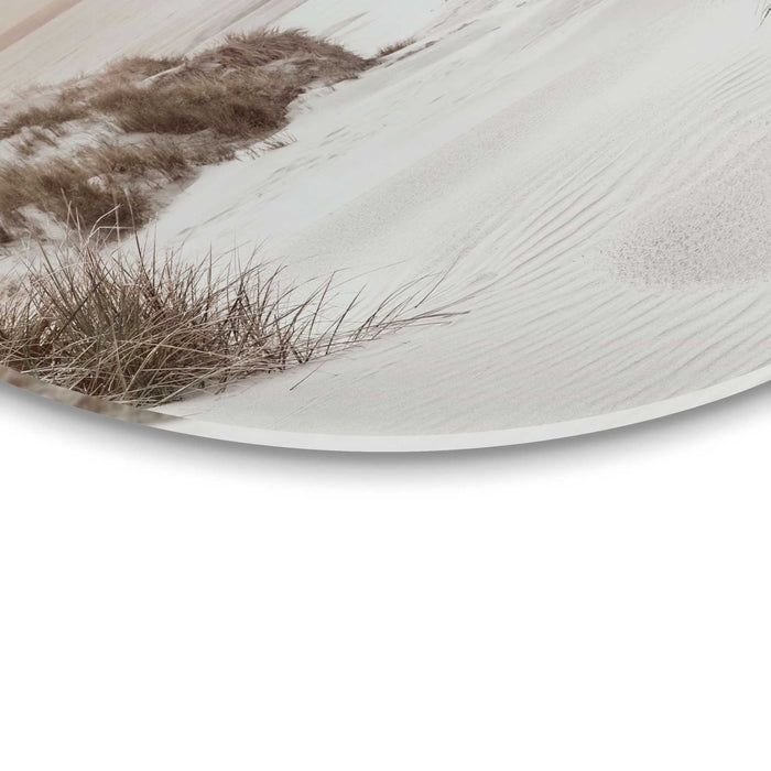 Reinders - Horizon aan het strand - Glasschilderij Ø 70 cm - Beige