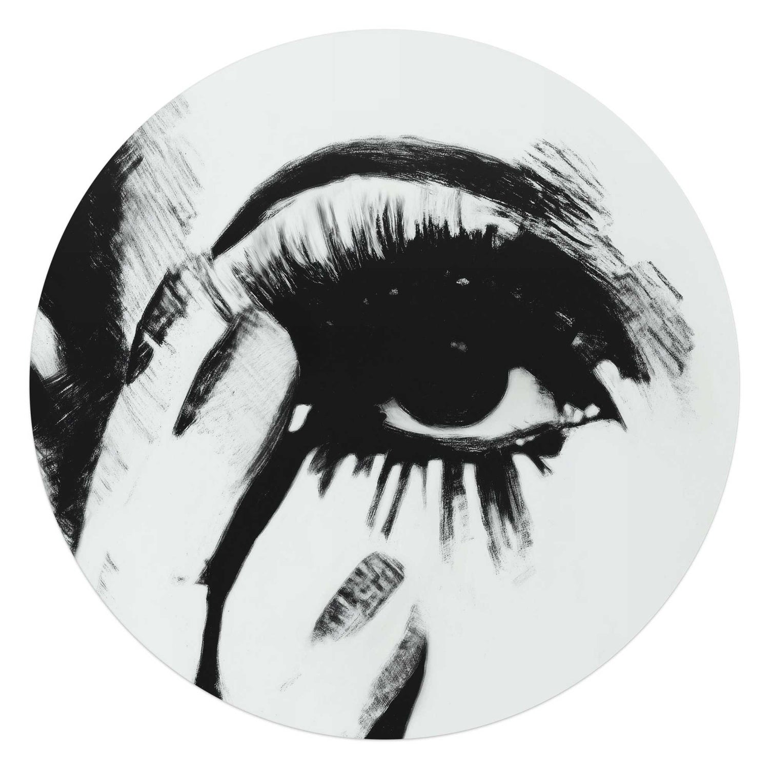 Reinders - Smokey Eye - Glasschilderij Ø 70 cm - Zwart-Wit