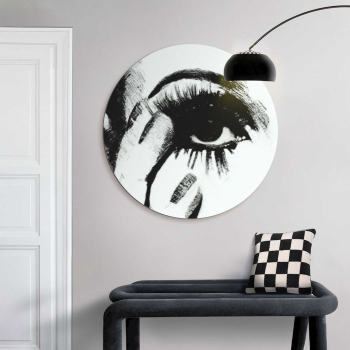 Reinders - Smokey Eye - Glasschilderij Ø 70 cm - Zwart-Wit