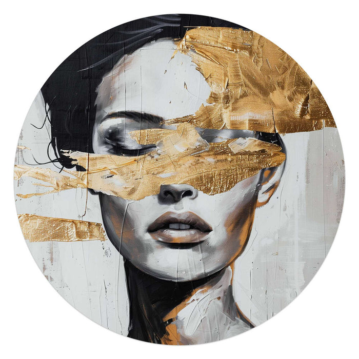 Reinders - Vrouw met gouddetail - Glasschilderij Ø 70 cm - Goudkleurig