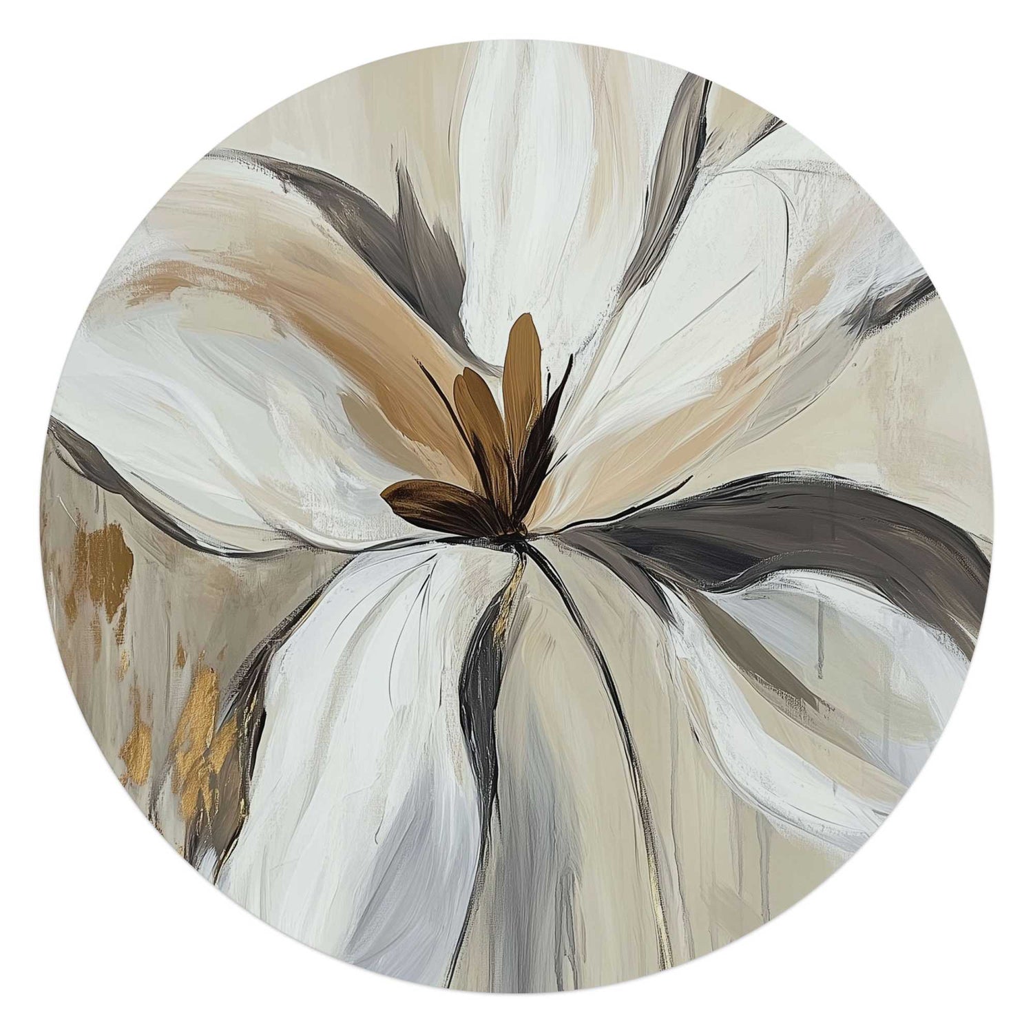 Reinders - Klassieke bloem - Glasschilderij Ø 70 cm - Beige