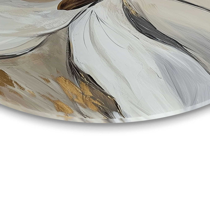 Reinders - Klassieke bloem - Glasschilderij Ø 70 cm - Beige