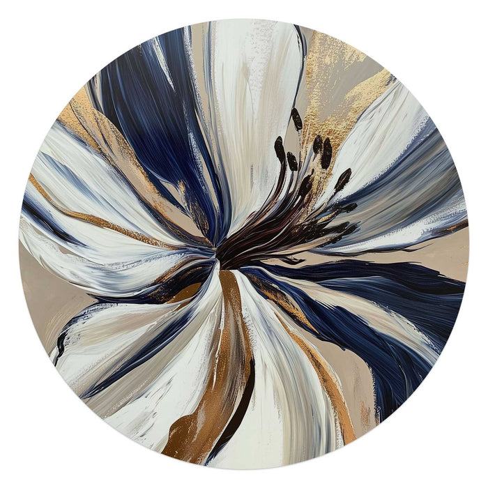 Reinders - Glamour bloem - Glasschilderij Ø 70 cm - Blauw