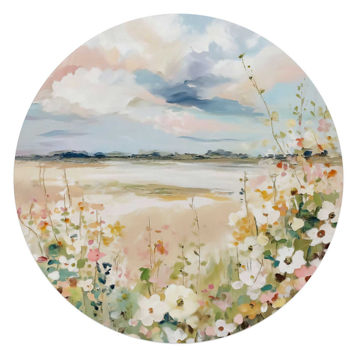 Reinders - Lente horizon - Glasschilderij Ø 70 cm - Beige