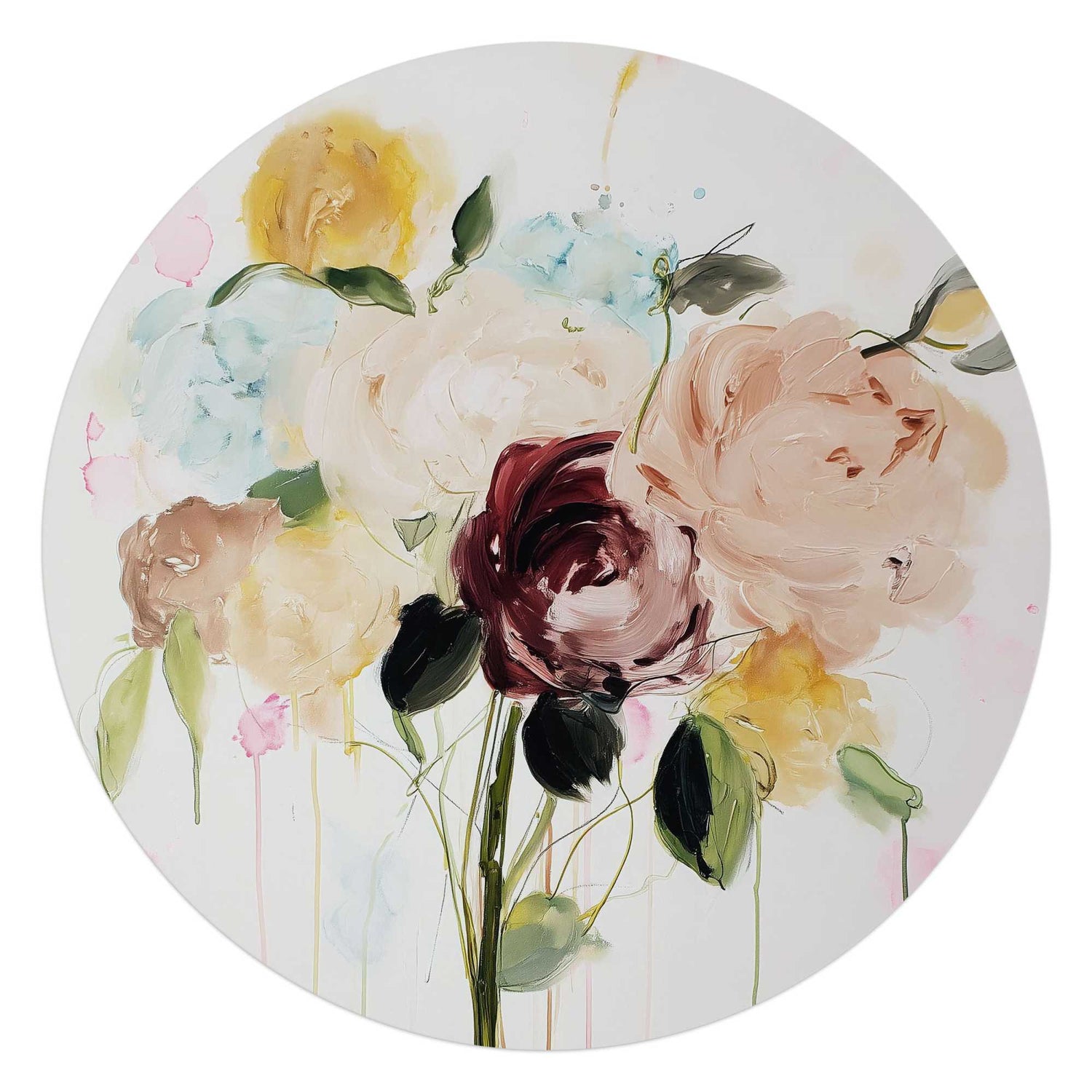 Reinders - Herfstboeket II - Glasschilderij Ø 70 cm - Beige