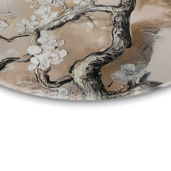 Reinders - Boom in bloei - Glasschilderij Ø 70 cm - Beige