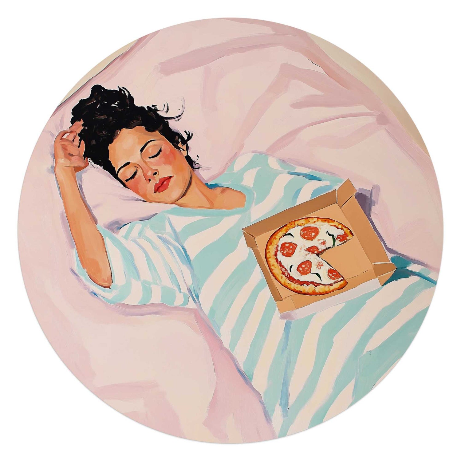 Reinders - After dinner dip - Glasschilderij Ø 70 cm - Roze