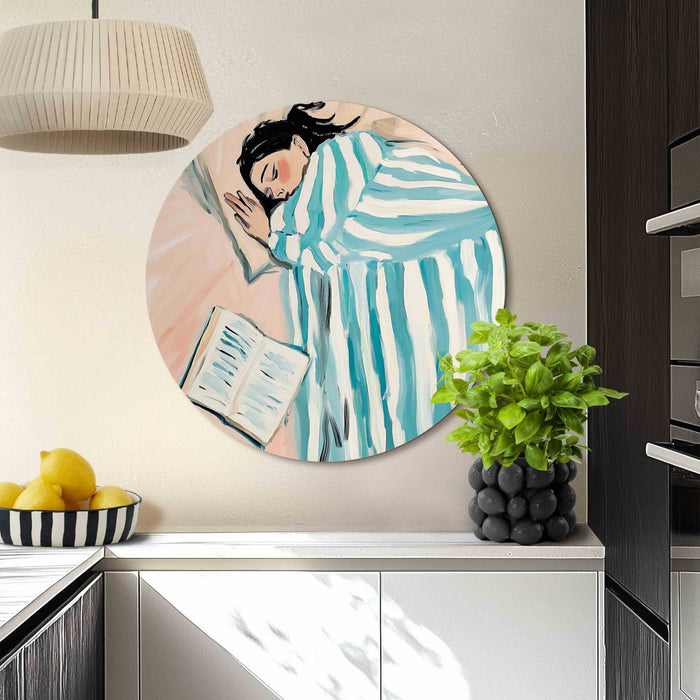 Reinders - Lees & Ontspan - Glasschilderij Ø 70 cm - Blauw