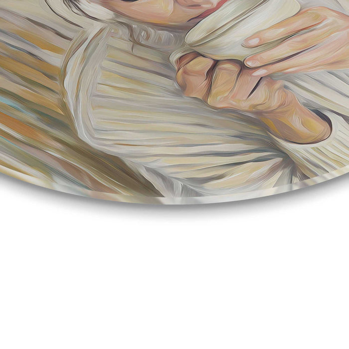 Reinders - Koffiepauze - Glasschilderij Ø 70 cm - Beige