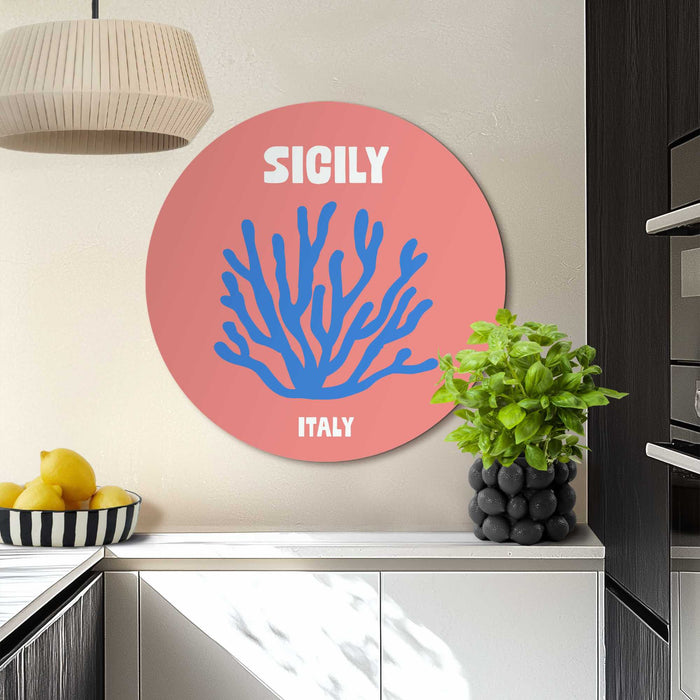 Reinders - Sicilië - Glasschilderij Ø 70 cm - Roze