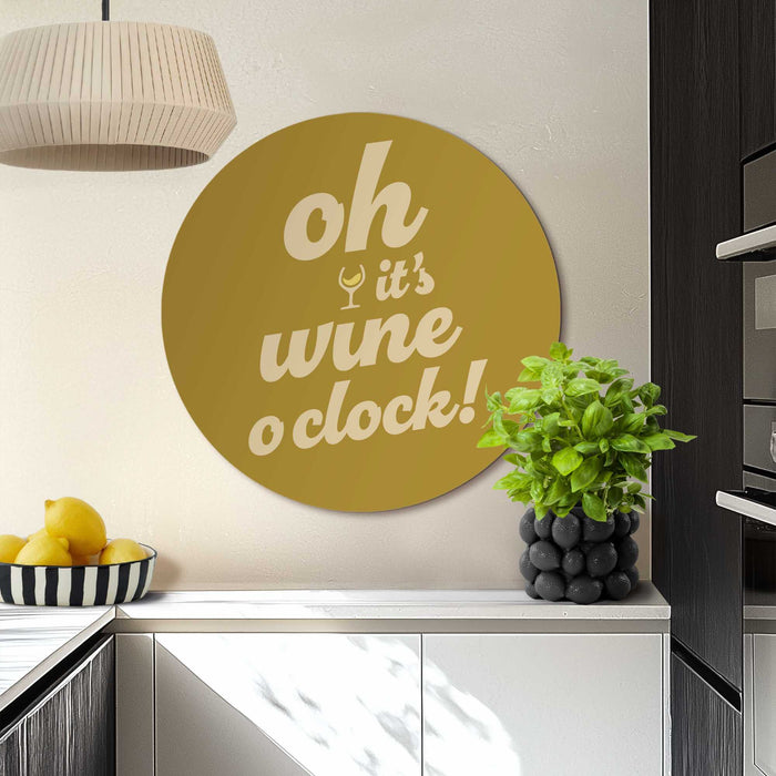 Reinders - Tijd voor wijn - Mosterdgeel - Glasschilderij Ø 70 cm - Geel