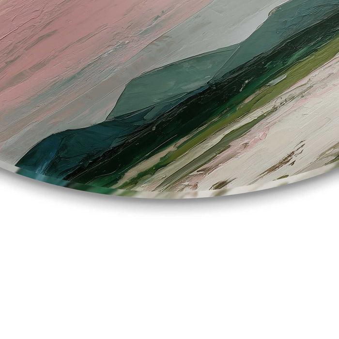 Reinders - Bergen in roze wolken II - Glasschilderij Ø 70 cm - Roze