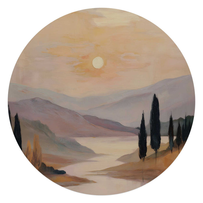 Reinders - Landschap I - Glasschilderij Ø 70 cm - Bruin