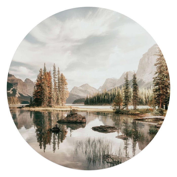 Reinders - Landschap in de bergen - Glasschilderij Ø 70 cm - Groen