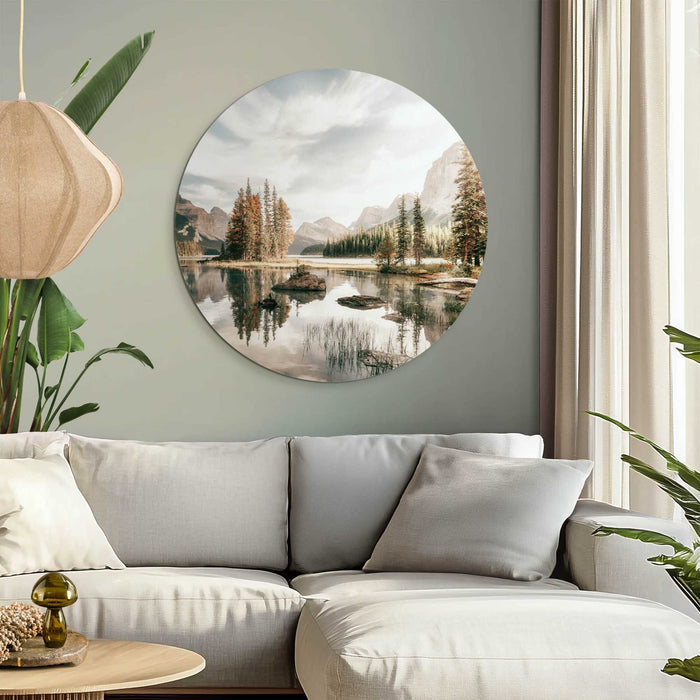 Reinders - Landschap in de bergen - Glasschilderij Ø 70 cm - Groen