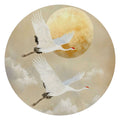 Reinders - Kraanvogels onder de maan - Glasschilderij Ø 70 cm - Beige