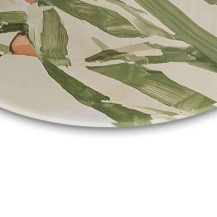 Reinders - Groen gestreepte outfit- Glasschilderij Ø 70 cm - Groen