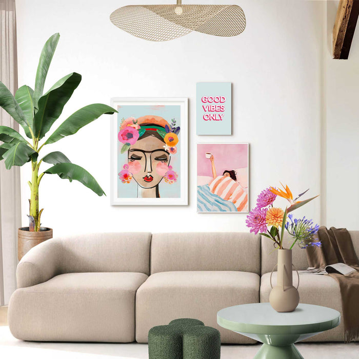 Reinders - Pastel sfeer - Set wanddecoratie in diverse formaten 50x70 cm - Blauw