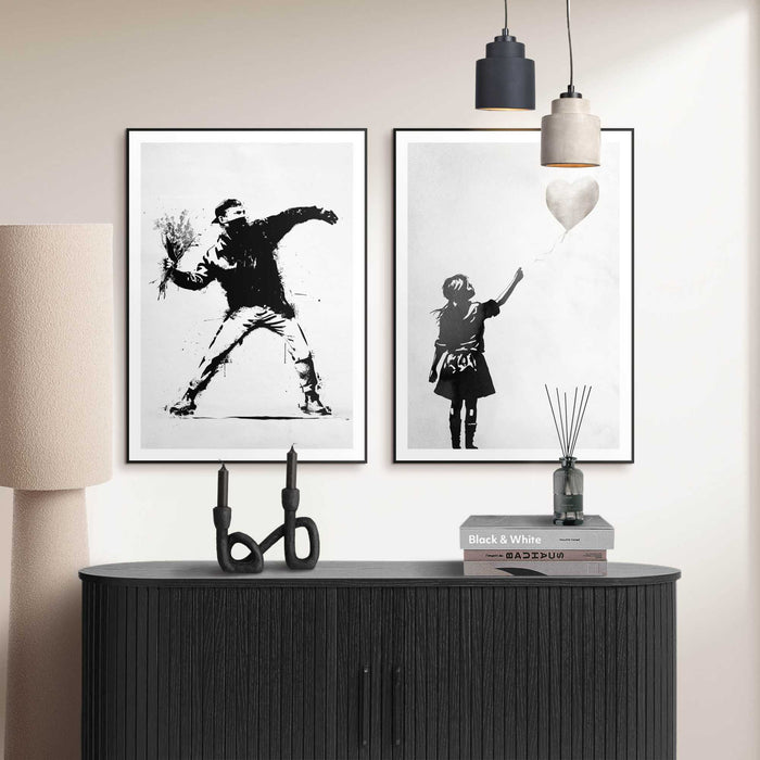 Reinders - Street Art Banksy - Schilderijen set 50x70 cm - Zwart-Wit