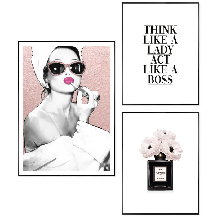 Reinders - Glamour Routine - Set wanddecoratie in diverse formaten 50x70 cm - Roze