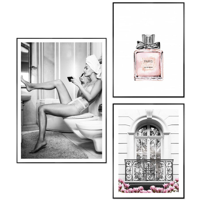 Reinders - Parijs voorbereidingen - Set wanddecoratie in diverse formaten 50x70 cm - Zwart-Wit