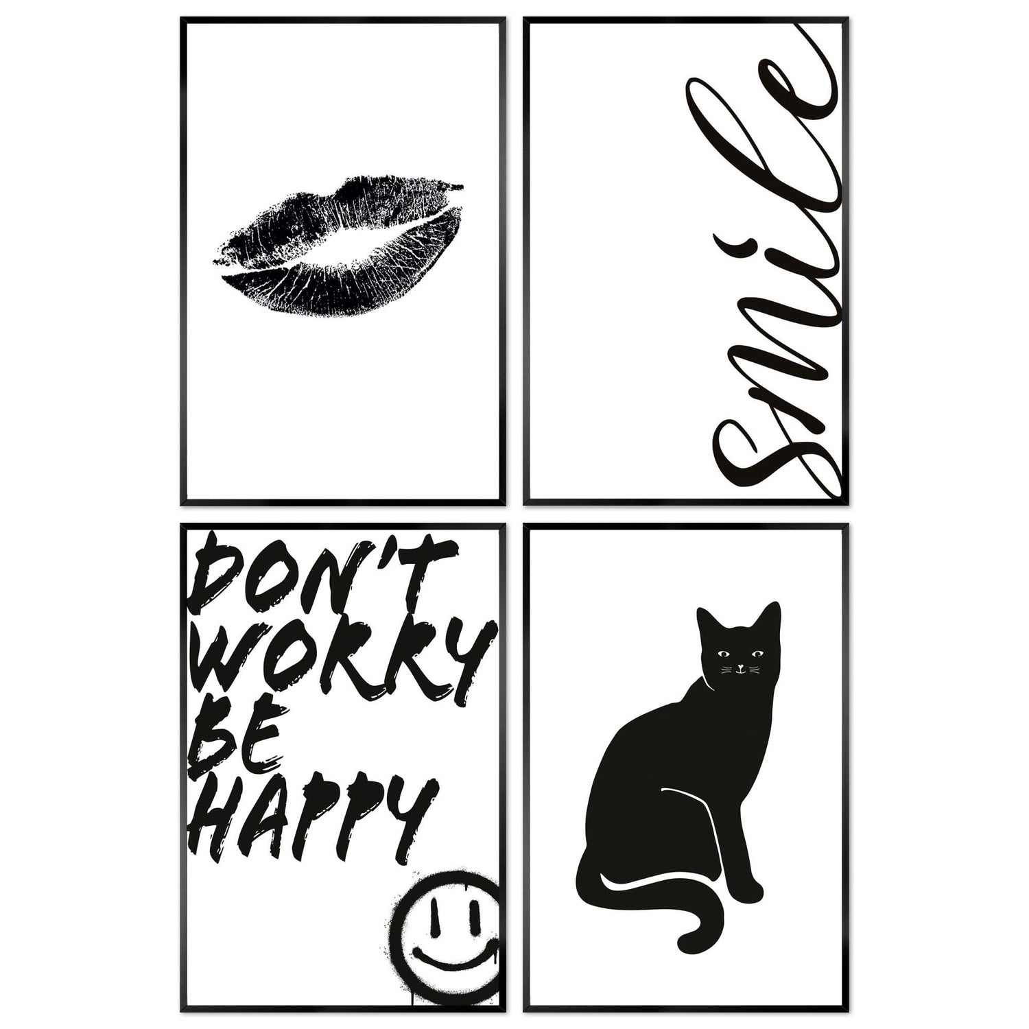 Reinders - Funky bundel - Set wanddecoratie 20x30 cm - Zwart-Wit