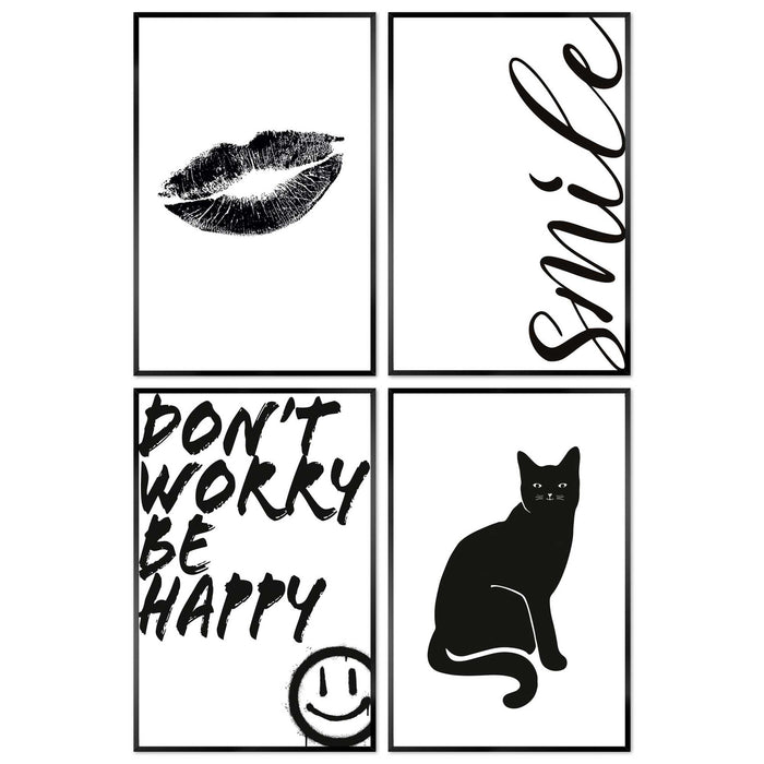 Reinders - Funky bundel - Set wanddecoratie 20x30 cm - Zwart-Wit