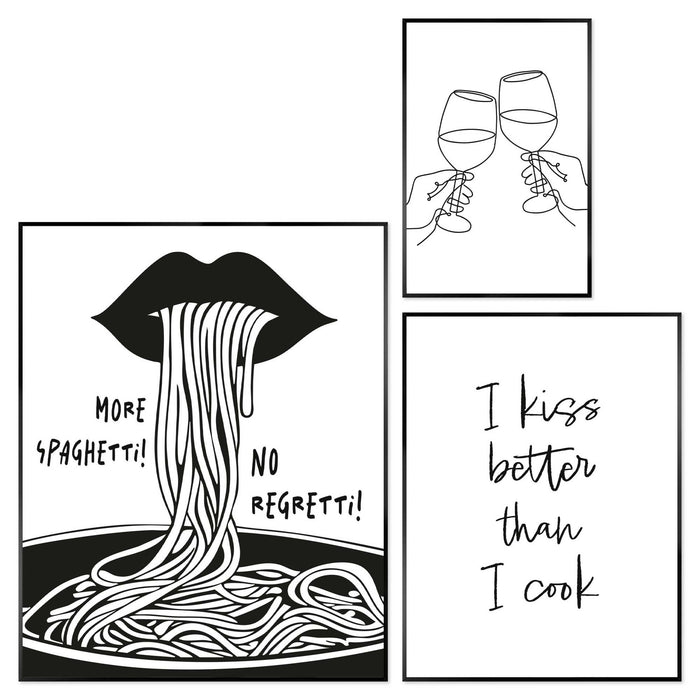 Reinders - Italiaans diner - Wanddecoratieset in verschillende formaten 40x50 cm - Zwart-Wit