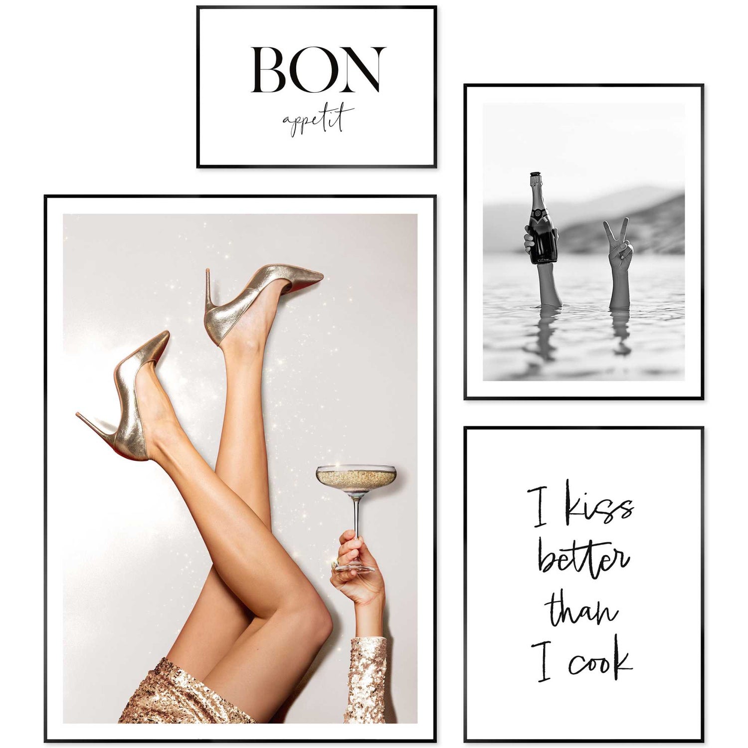 Reinders - Vier het moment - Wanddecoratieset in verschillende formaten 50x70 cm - Goudkleurig