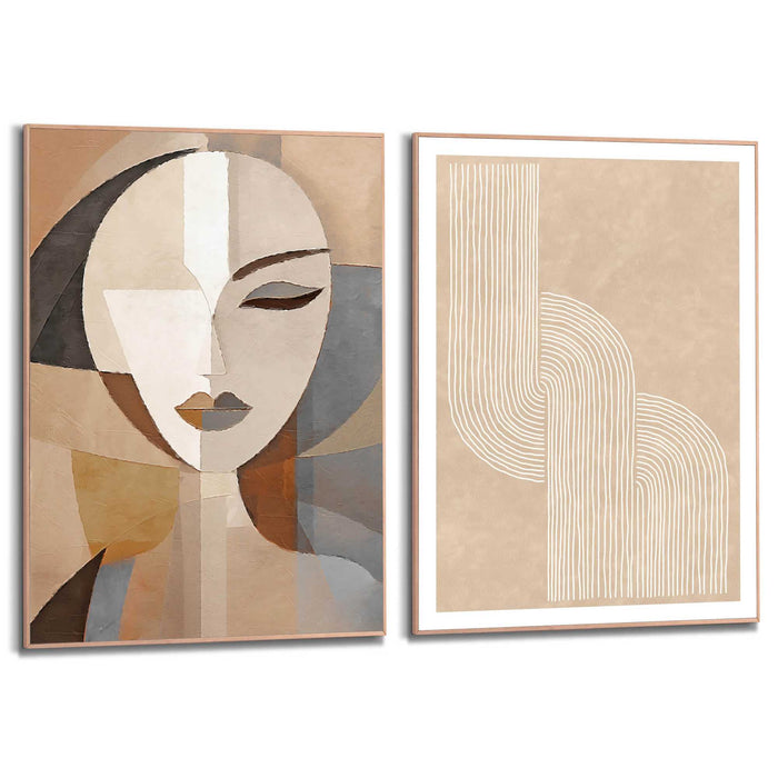 Reinders - Abstract portret - Schilderijen set 50x70 cm - Bruin