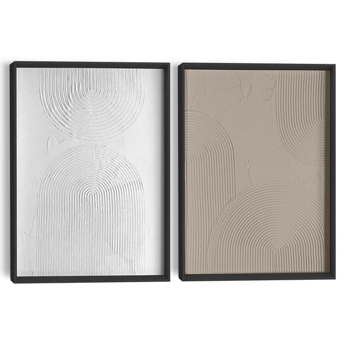 Reinders - Reliëf bogen - Abstracte wanddecoratie set met structuur 30x40 cm - Zwart-Wit