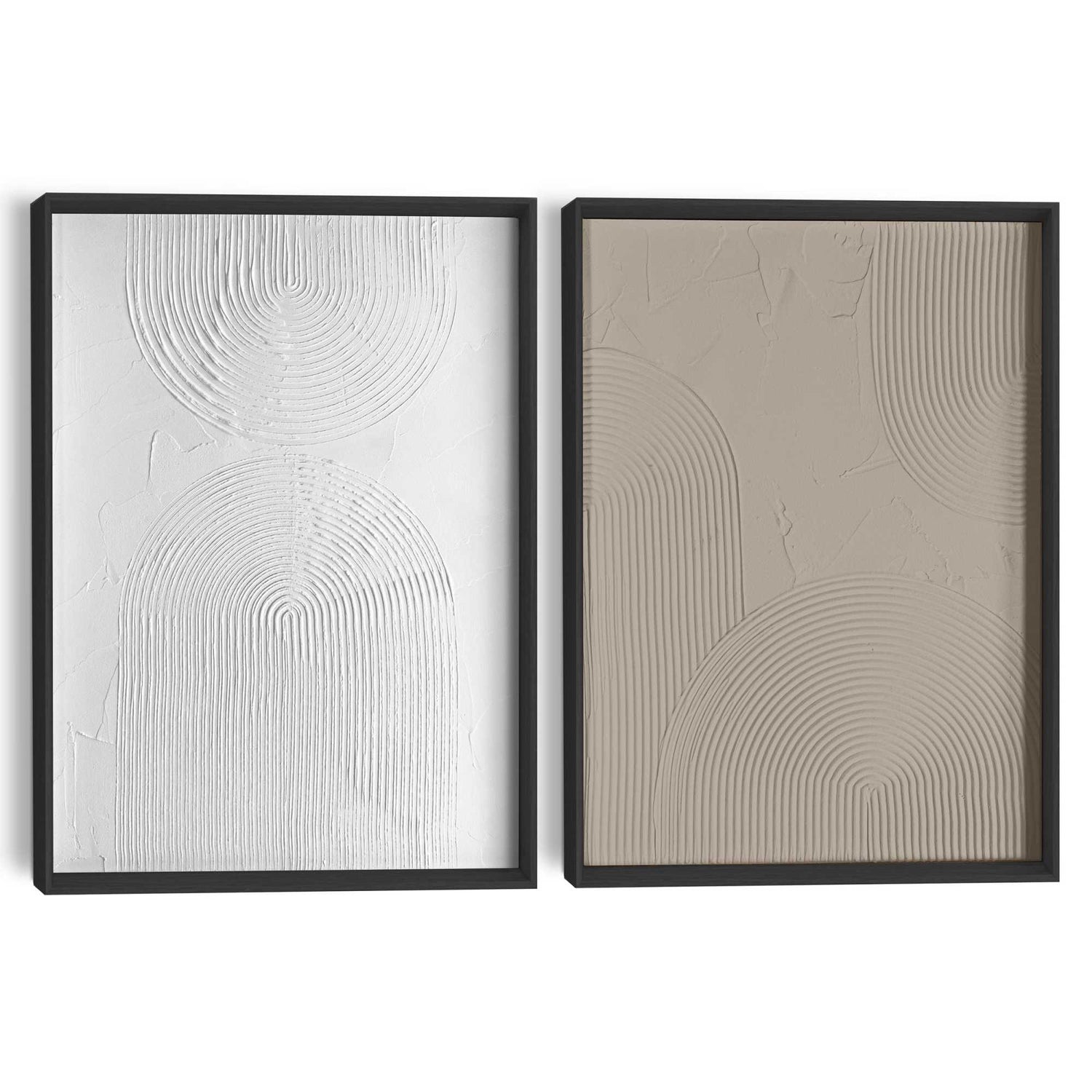 Reinders - Reliëf bogen - Abstracte wanddecoratie set met structuur 30x40 cm - Zwart-Wit