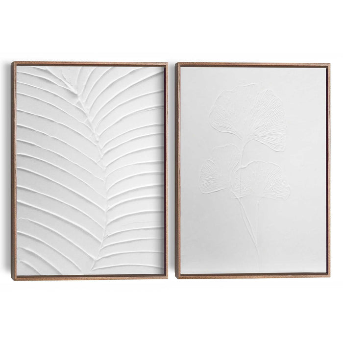 Reinders - Minimalistische bladeren - Abstracte wanddecoratie set met structuur 30x40 cm - Wit