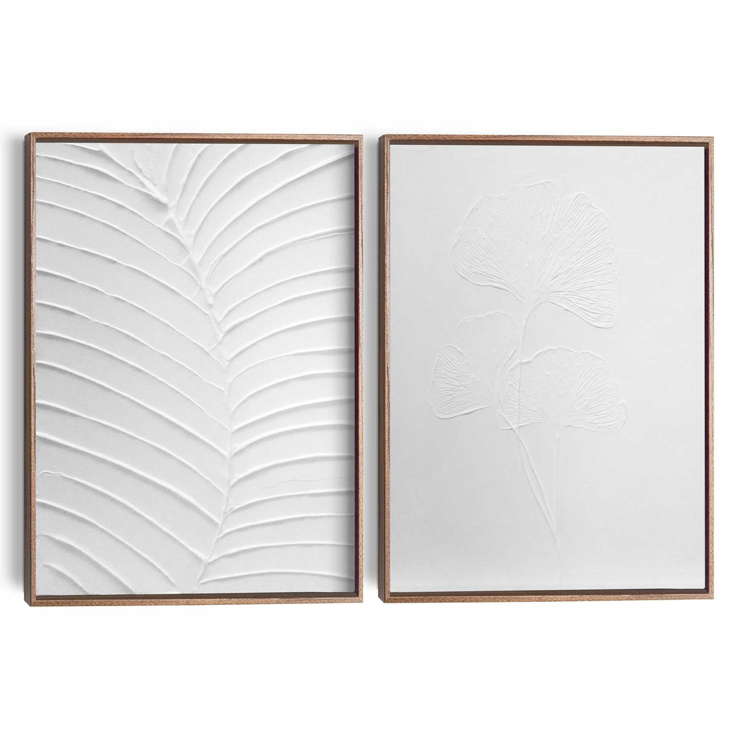 Reinders - Minimalistische bladeren - Abstracte wanddecoratie set met structuur 30x40 cm - Wit
