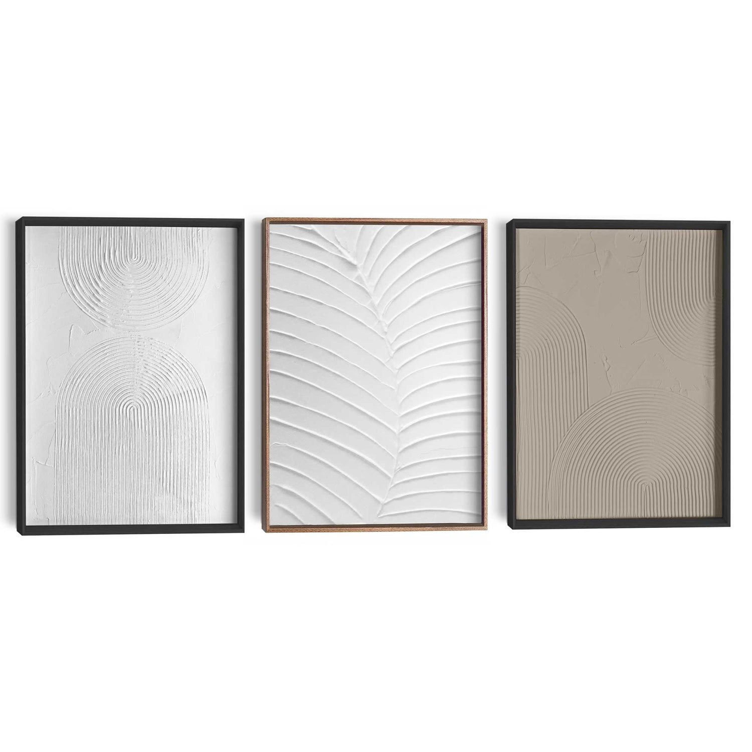 Reinders - Organische Patronen - Abstracte wanddecoratie set met structuur 30x40 cm - Zwart-Wit