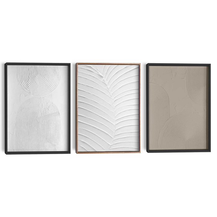 Reinders - Organische Patronen - Abstracte wanddecoratie set met structuur 30x40 cm - Zwart-Wit