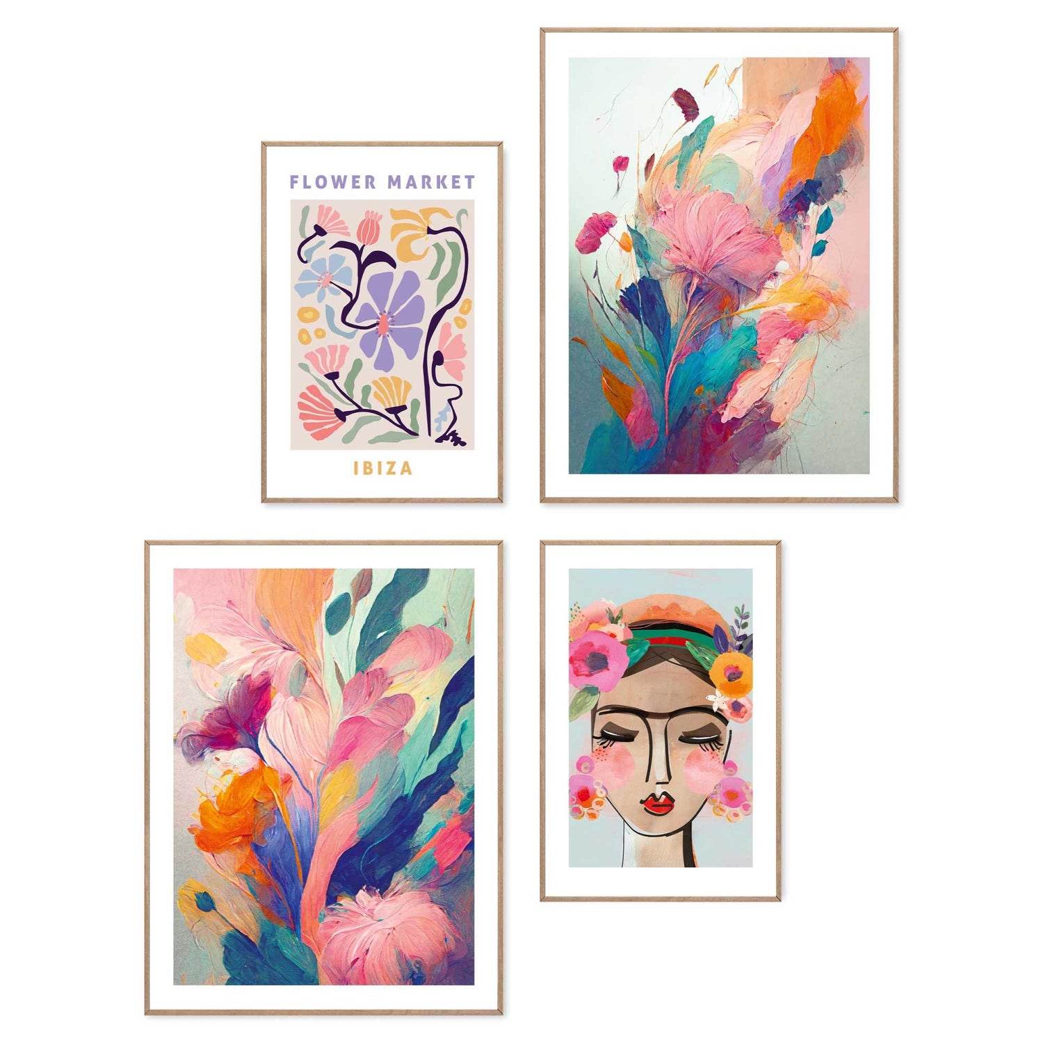 Reinders - Floral Colourful Mix & Match Set - Schilderijen set 30x40 cm - Bont