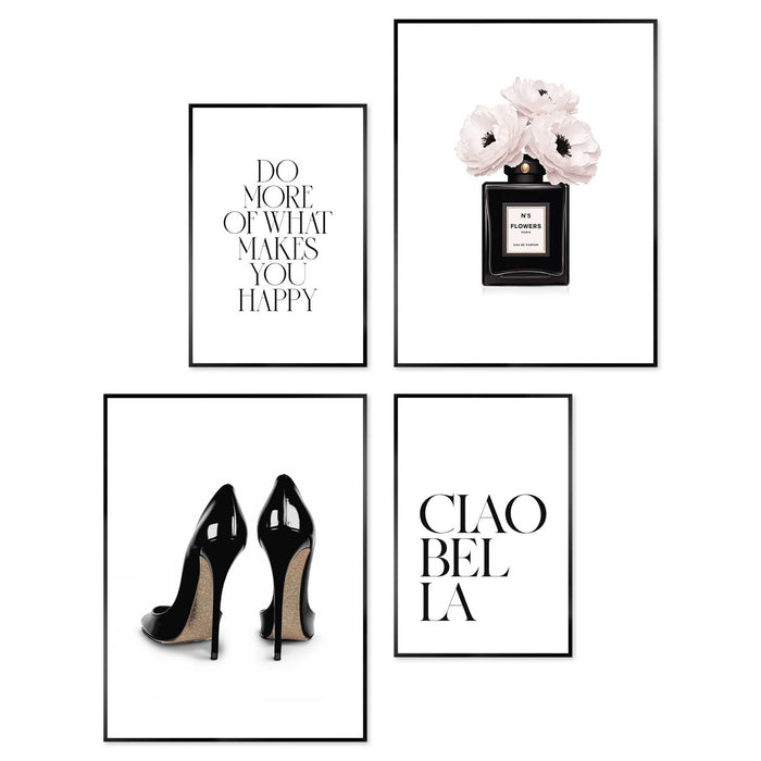 Reinders - Sweet Beauty Mix & Match Set - Schilderijen set 30x40 cm - Zwart-Wit