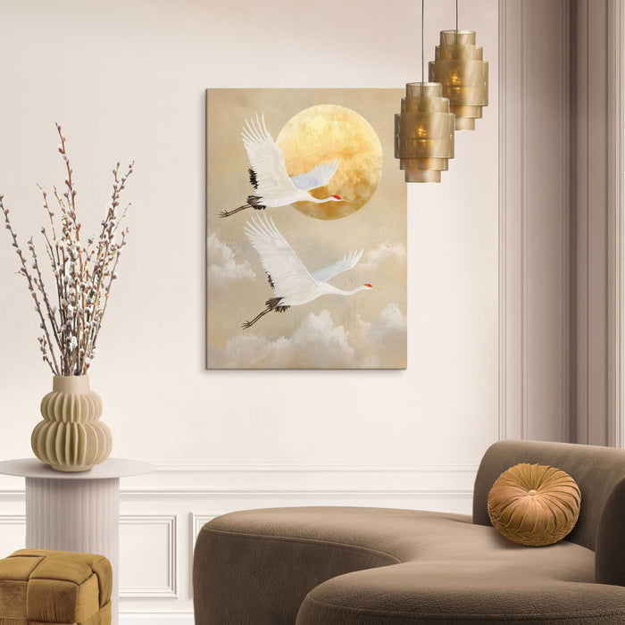 Reinders - Moon Cranes - Schilderij 50x70 cm - Beige
