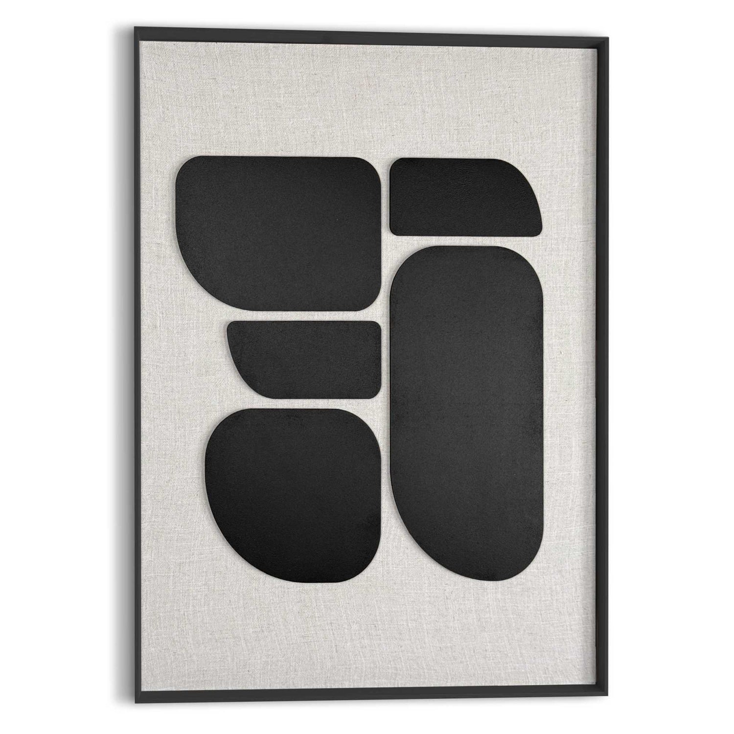 Reinders - Organic Blocks Linen Black - Schilderij 3D Art 50x70 cm - Zwart