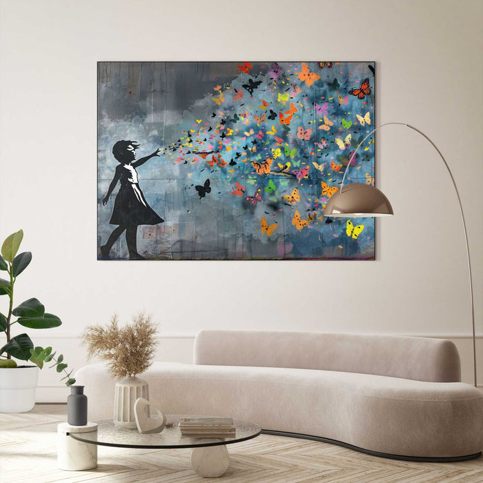 Reinders - Balloon Girl Dark - Schilderij 140x100 cm - Bont